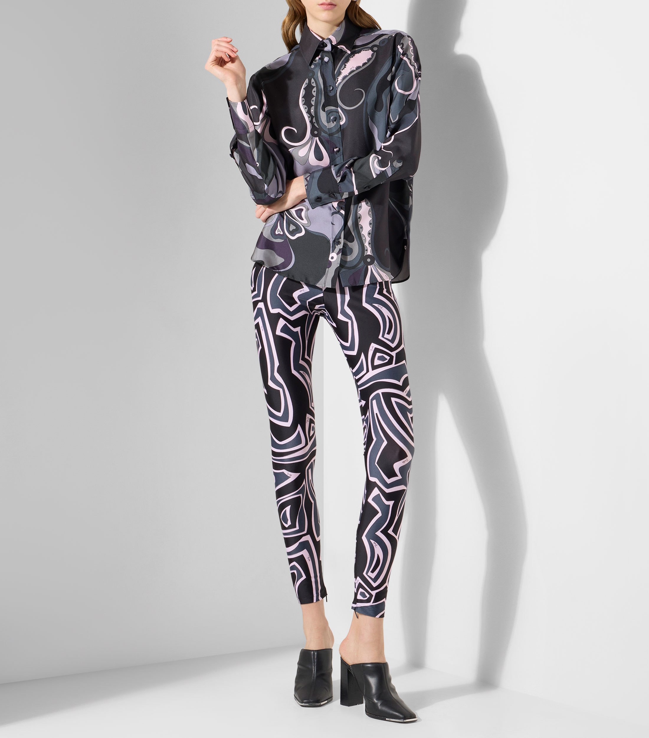 Camisa estampada manga larga Mujer